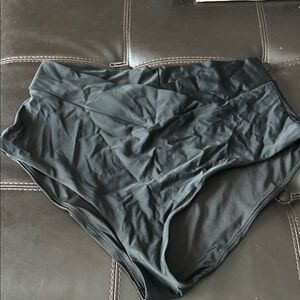 Aerie High-Waisted crossover Black Bikini Bottoms